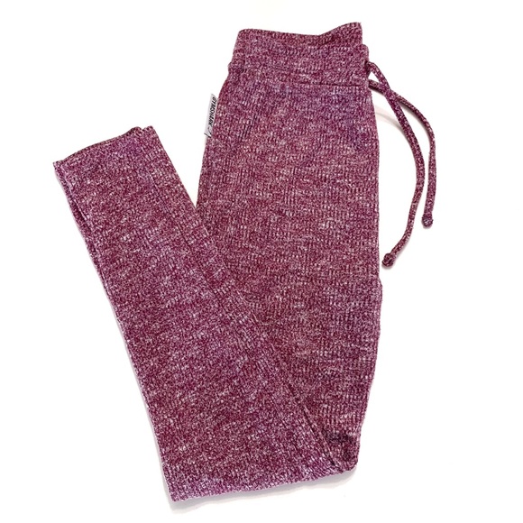 Gymshark Slounge High Waisted Knit Joggers in Deep Plum Marl Size Small - Picture 1 of 10